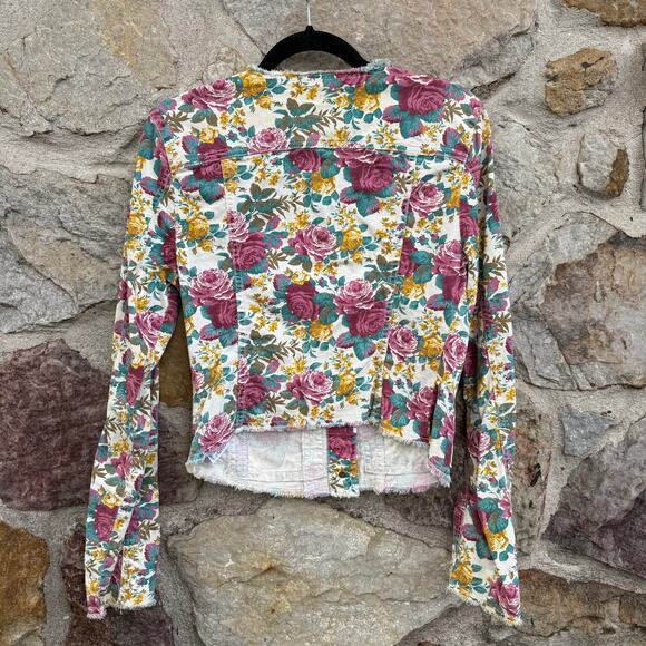 Floral Guess twill denim button front jacket size Small - Picture 7 of 9